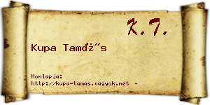 Kupa Tamás névjegykártya